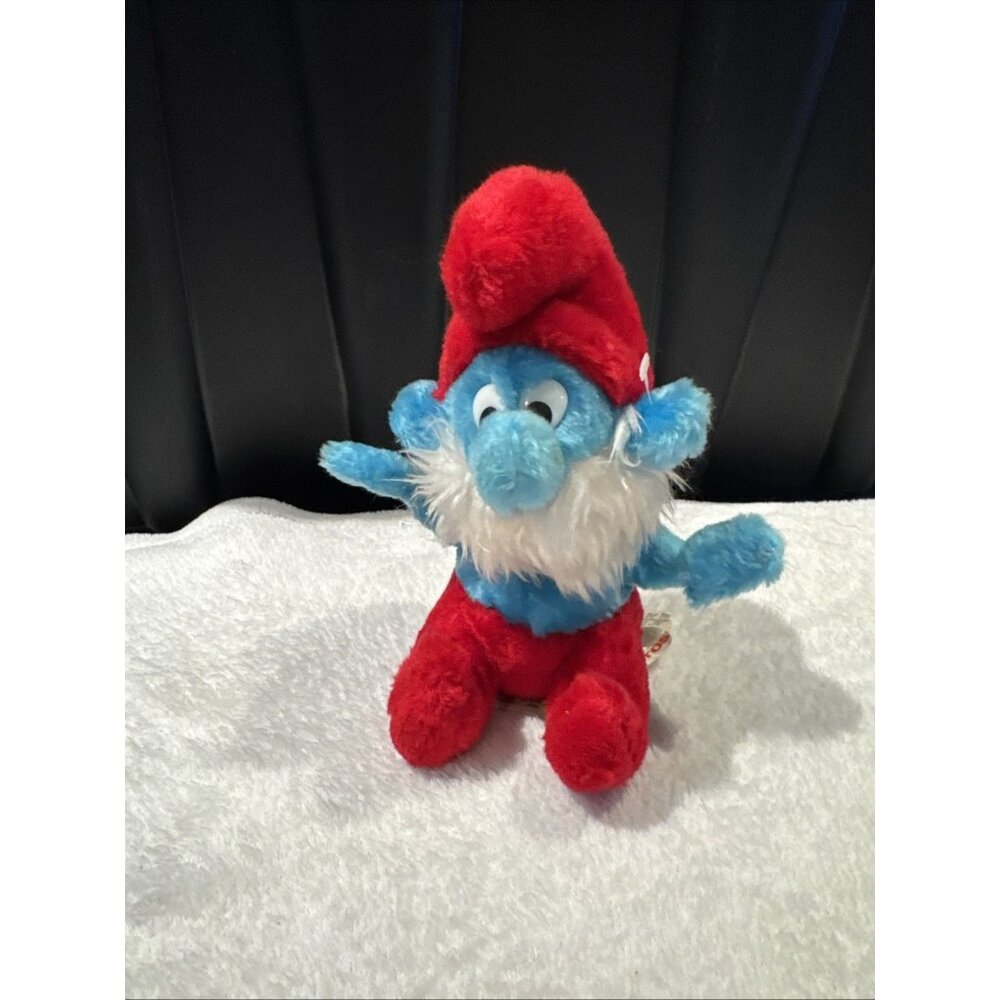 Papa Smurf 8" Plush Stuffed Toy Peyo Vintage 1981 Wallace Berrie & Co. Korea